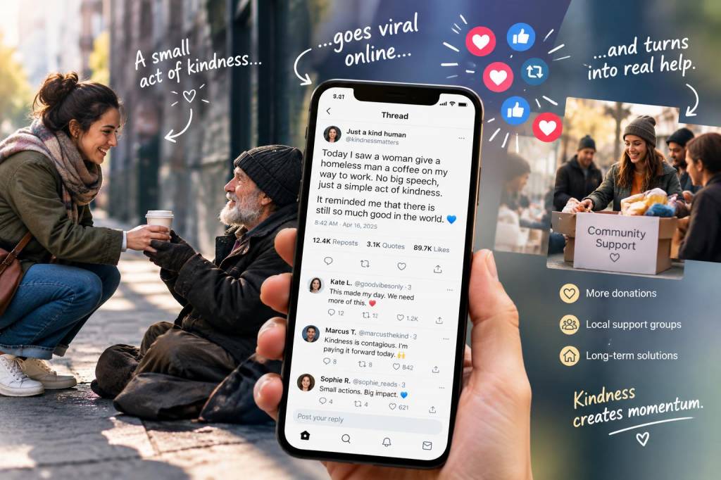 How to turn a random street kindness into a viral feel-good thread that drives real help
