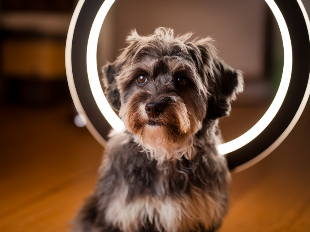 Which cheap ring light setting makes dark pet eyes look soulful on camera