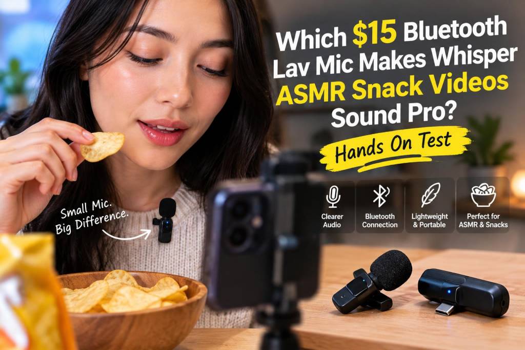 Which $15 bluetooth lav mic makes whisper-asmr snack videos sound pro — hands-on test